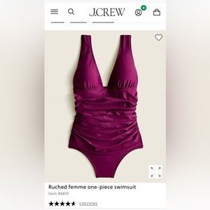 NWT Bathing Suit by J Crew - 1piece, Size 8, Burgundy